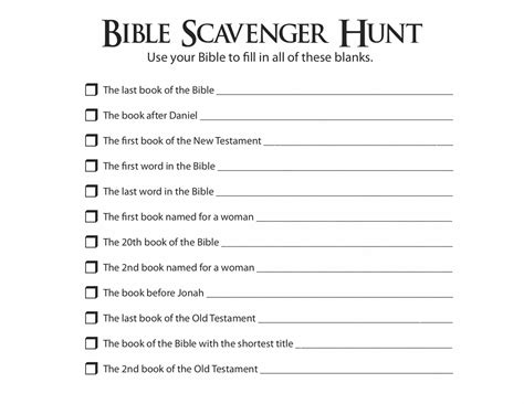 printable bible scavenger hunt worksheet